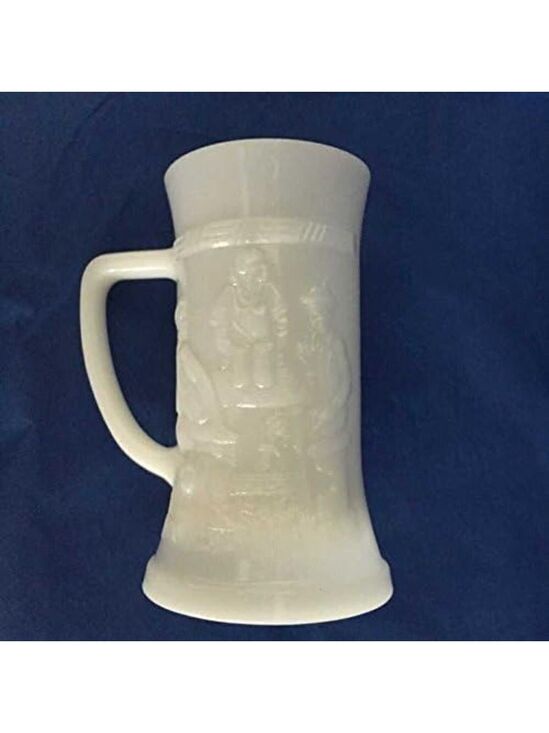 FEDERAL GLASS Other - Vintage Milk Glass Beer Stein Mug – Federal Glass German Tavern Scene